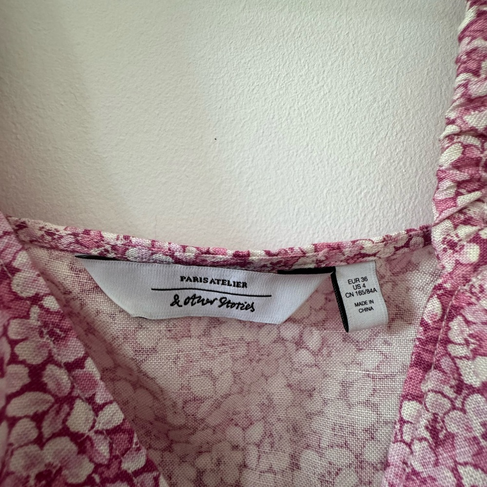 other stories puff sleeves pink dress- size 4 - Picture 4 of 8